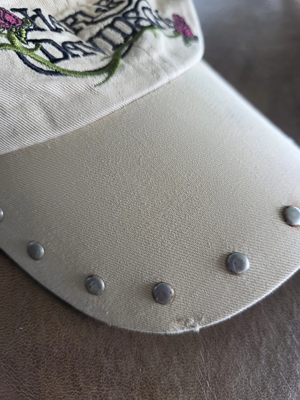 Vintage Y2K Harley-Davidson Embroidered Studded Baseball Cap Cream Biker 2006 - Picture 5 of 16